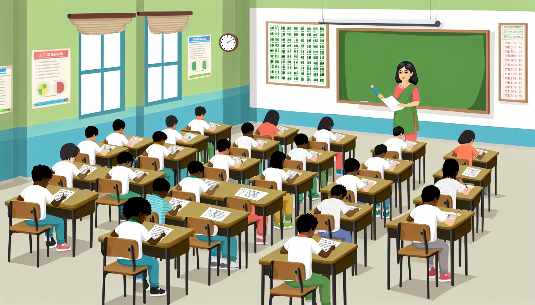 Hvordan foregår skriftlig eksamen i grunnskolen? 2 Hvordan foregår skriftlig eksamen i grunnskolen? – illustrasjon 1