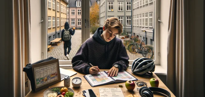 Norwegian teen planning a week to balance school sports and friends